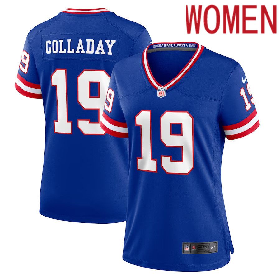 Women New York Giants 19 Kenny Golladay Nike Royal Classic Player Game NFL Jersey